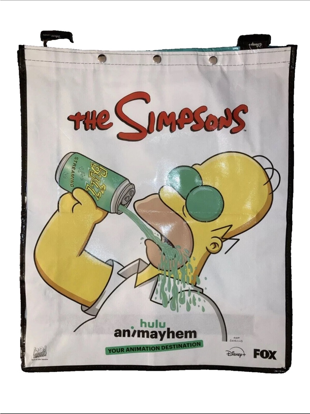 Disney The Simpsons Yellow White Green Graphic Garment Bag